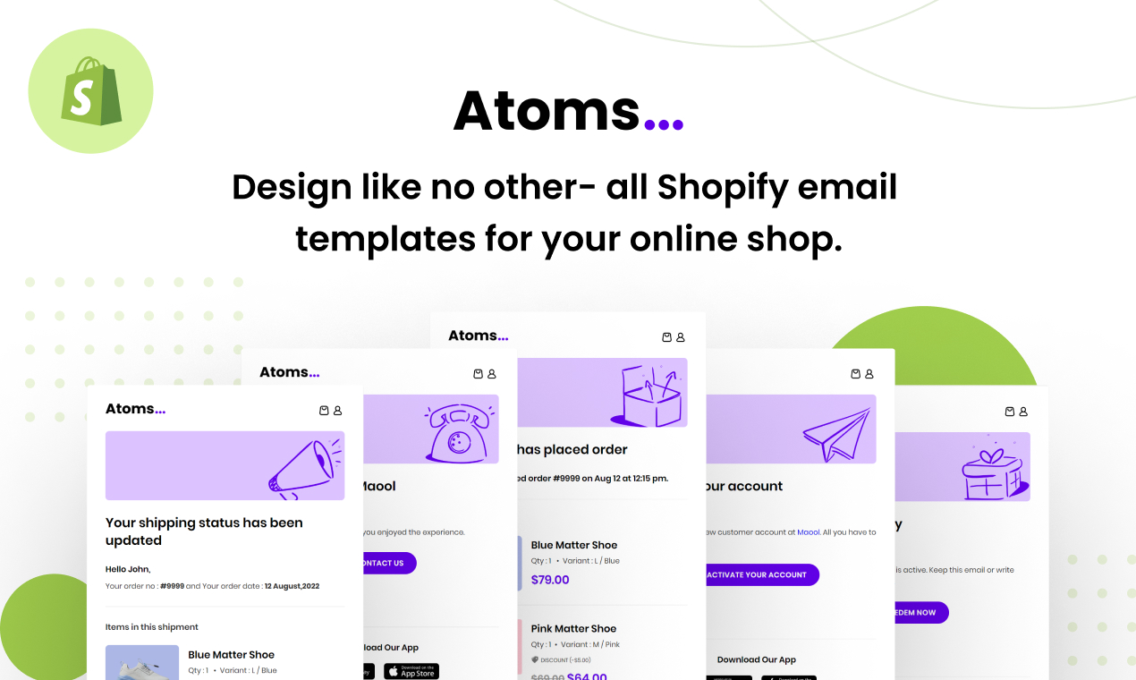 Atoms Shopify Email Templates